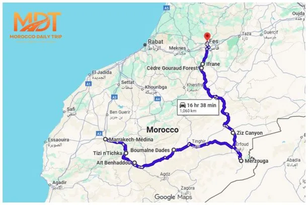 5 Days Morocco tour from Fes to Marrakech via Merzouga Desert, Fes to Marrakech itinerary via Sahara Desert of Merzouga, Fes Desert Trips.