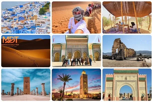 7 Days in Morocco from Rabat 7 days Imperial cities Morocco Tour Chefchaouen blue city, Fes, Sahara Desert, Marrakech and Casablanca.